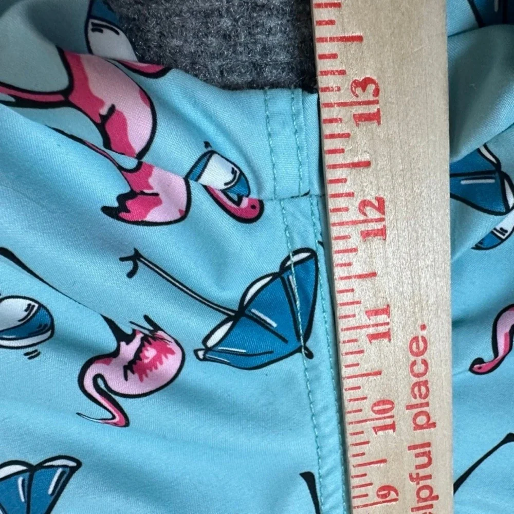 Trunks Surf & Swim Co Mens XL Swim Trunks Aqua Blue Pink Flamingo Beach Print